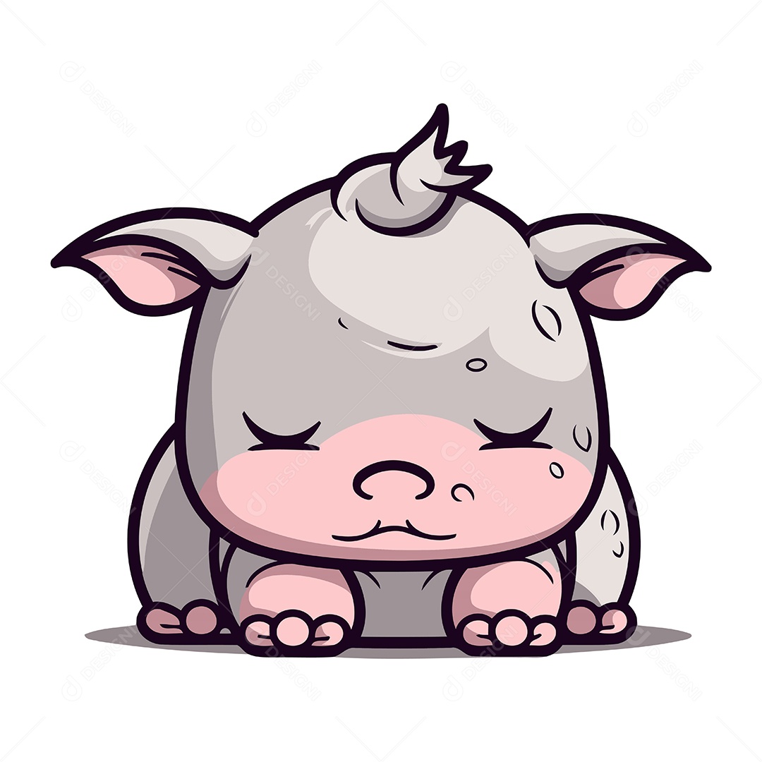 Rinoceronte de Desenho Animado Ilustração Vetor EPS