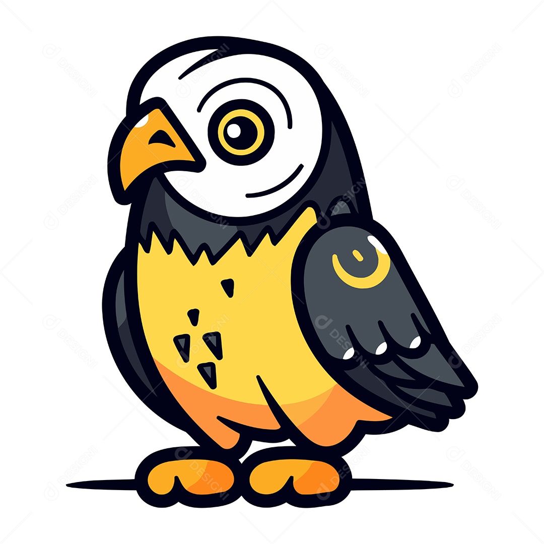 Gavião Fofo Desenho Animado Ilustração Vetor EPS