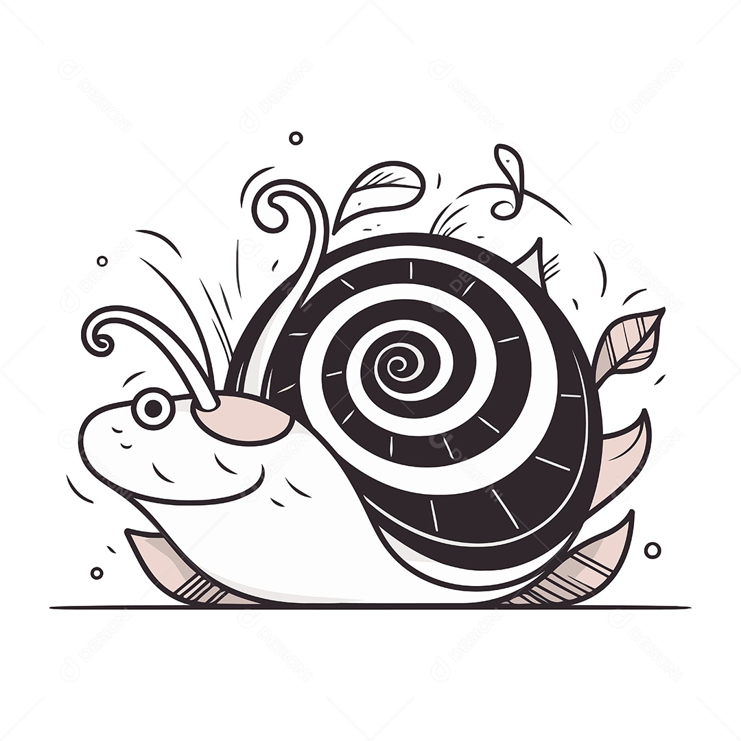 Caracol Fofo Desenho Animado Ilustração Vetor EPS