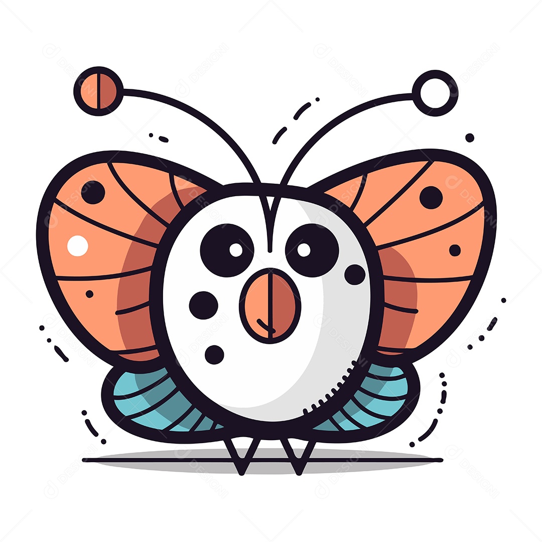 Boborleta Fofa Desenho Animado Ilustração Vetor EPS
