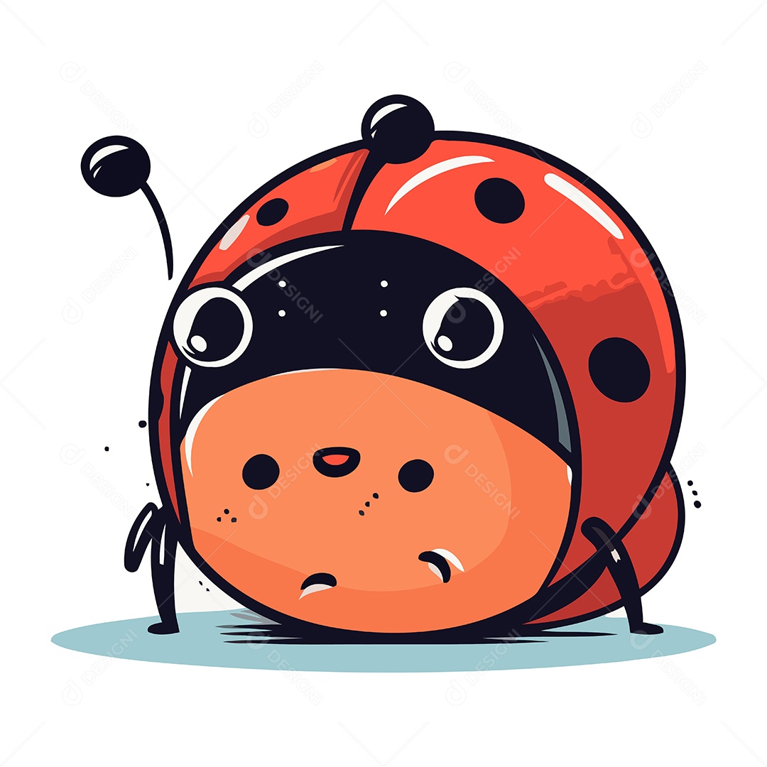 Joaninha Fofa Desenho Animado Ilustração Vetor EPS