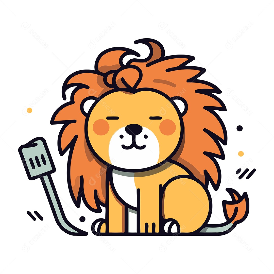 Leão Fofo Cantando Desenho Animado Ilustração Vetor EPS