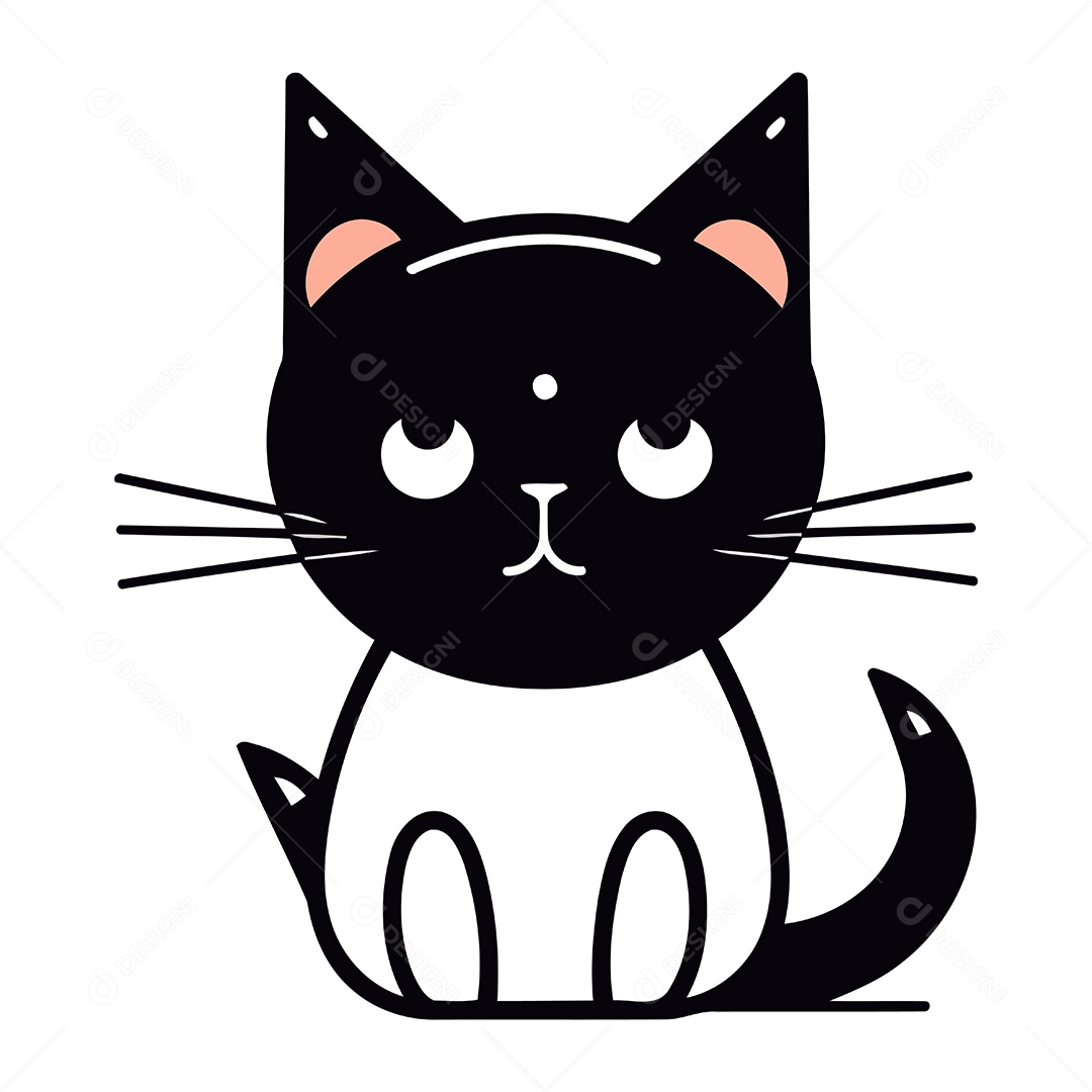 Gato Fofo Desenho Animado Ilustração Vetor EPS