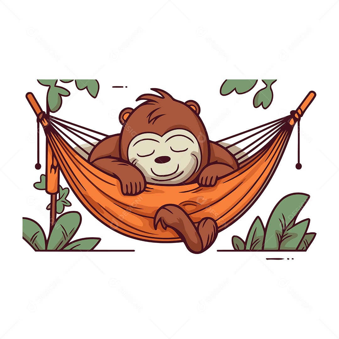 Urso Fofo de Desenho Animado Dormindo em uma Rede Ilustração Vetor EPS