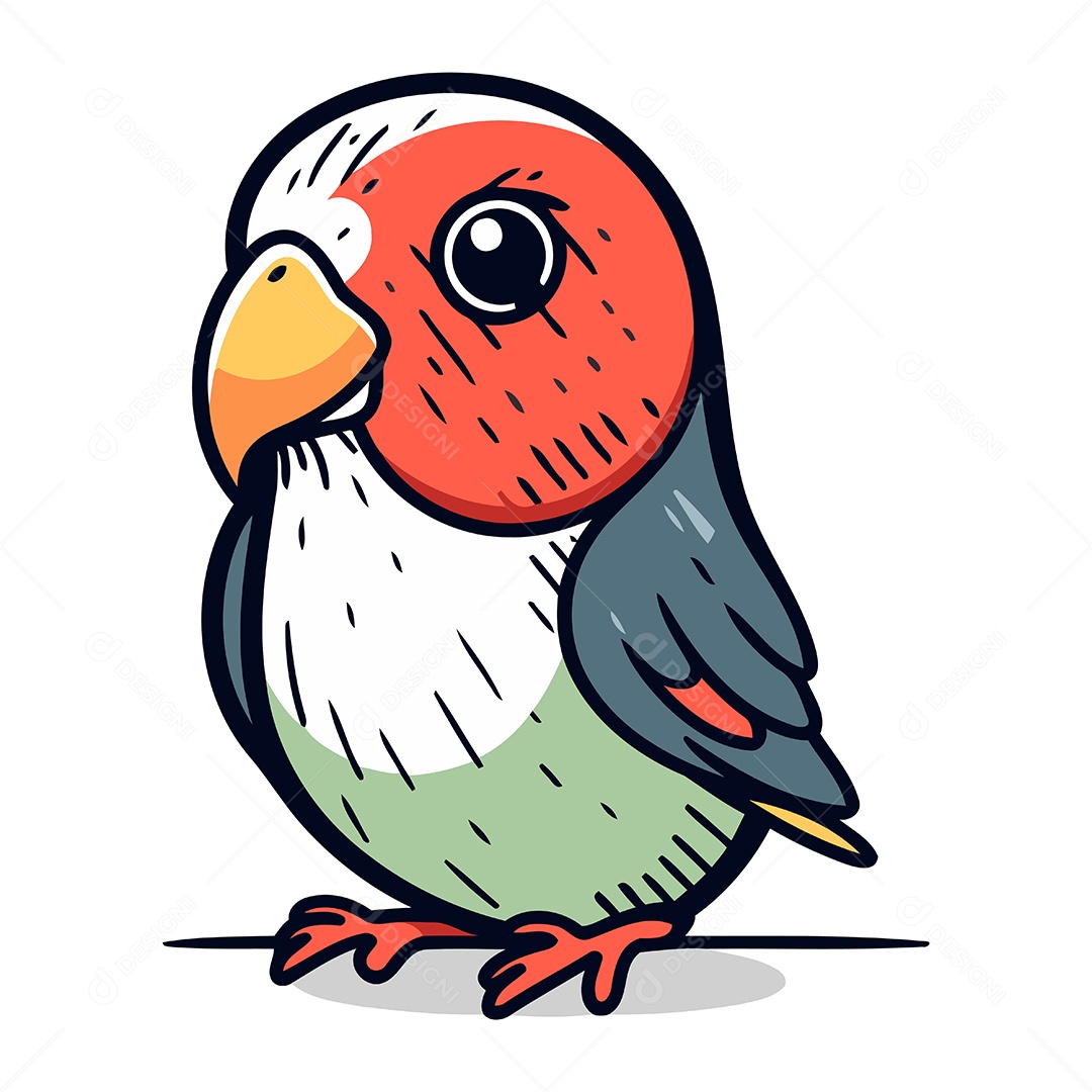 Papagaio de Desenho Animado Fofo Ilustração Vetor EPS