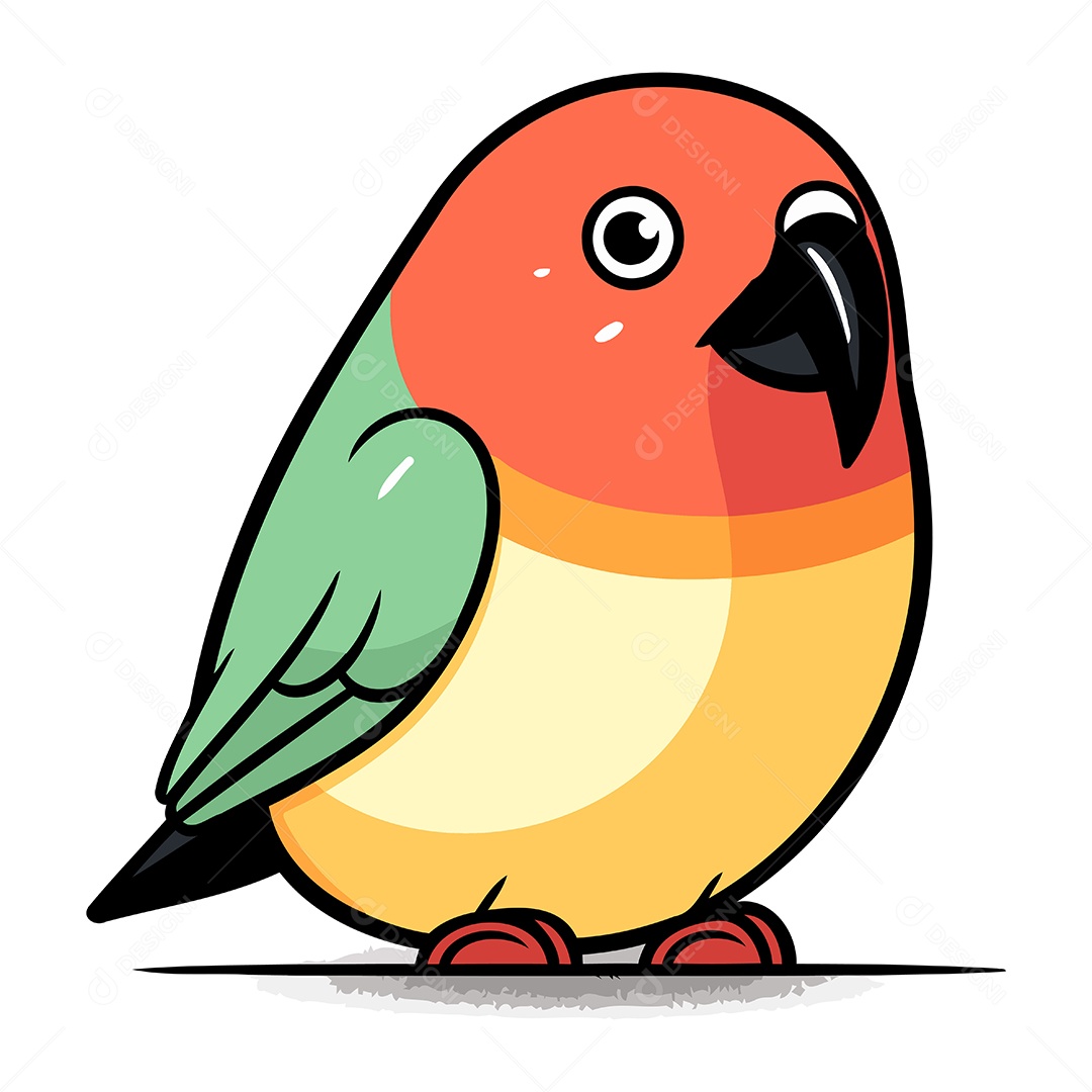 Ilustração de um Papagaio Fofo Vetor EPS