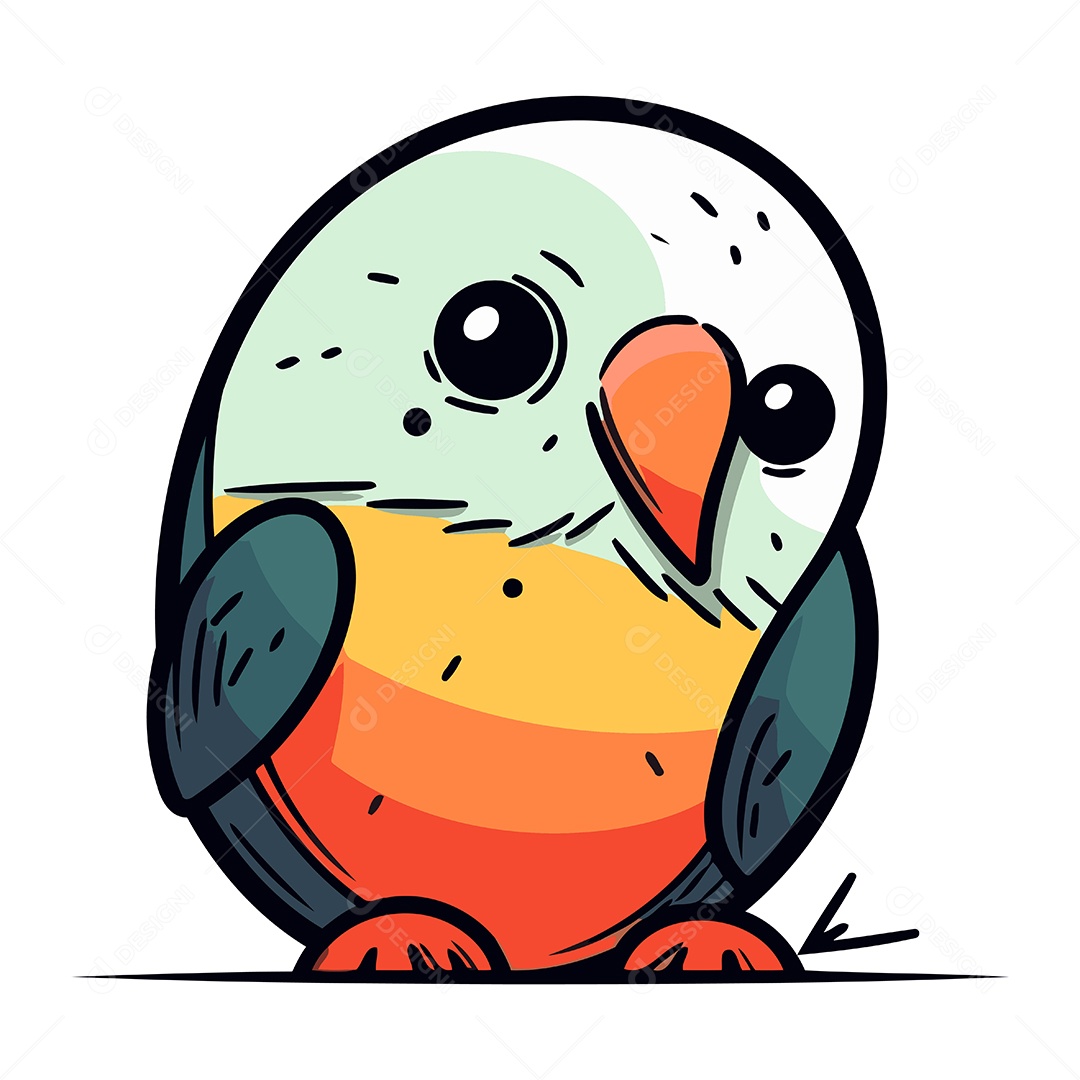 Papagaio Bonito de Desenho Animado Ilustração Vetor EPS