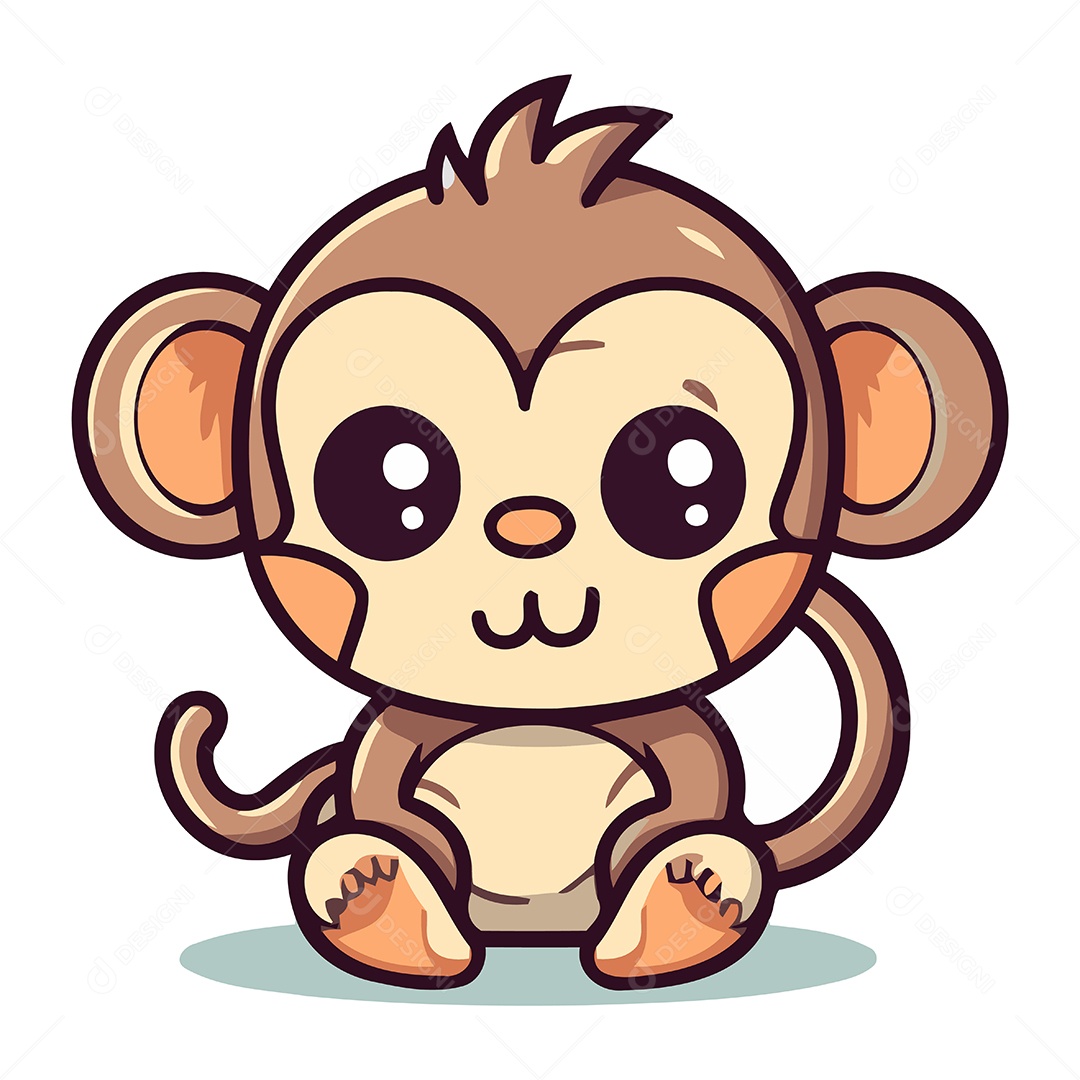Macaco Bonito de Desenho Animado Ilustração Vetor EPS