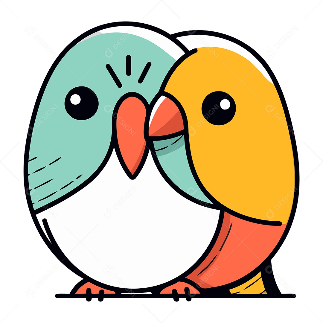 Papagaio  Fofo de Desenho Animado Ilustração Vetor EPS