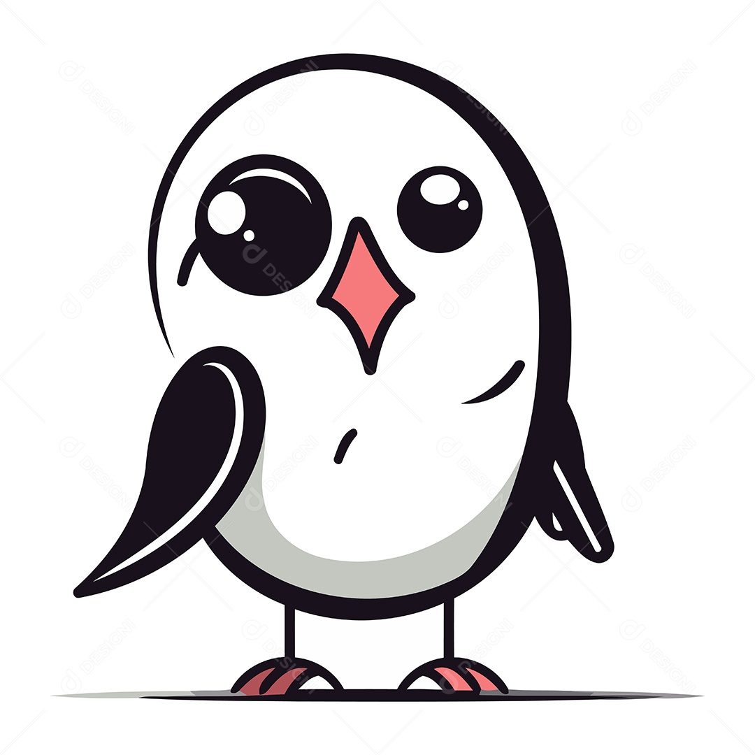 Pinguim Bonito de Desenho Animado Ilustração Vetor EPS