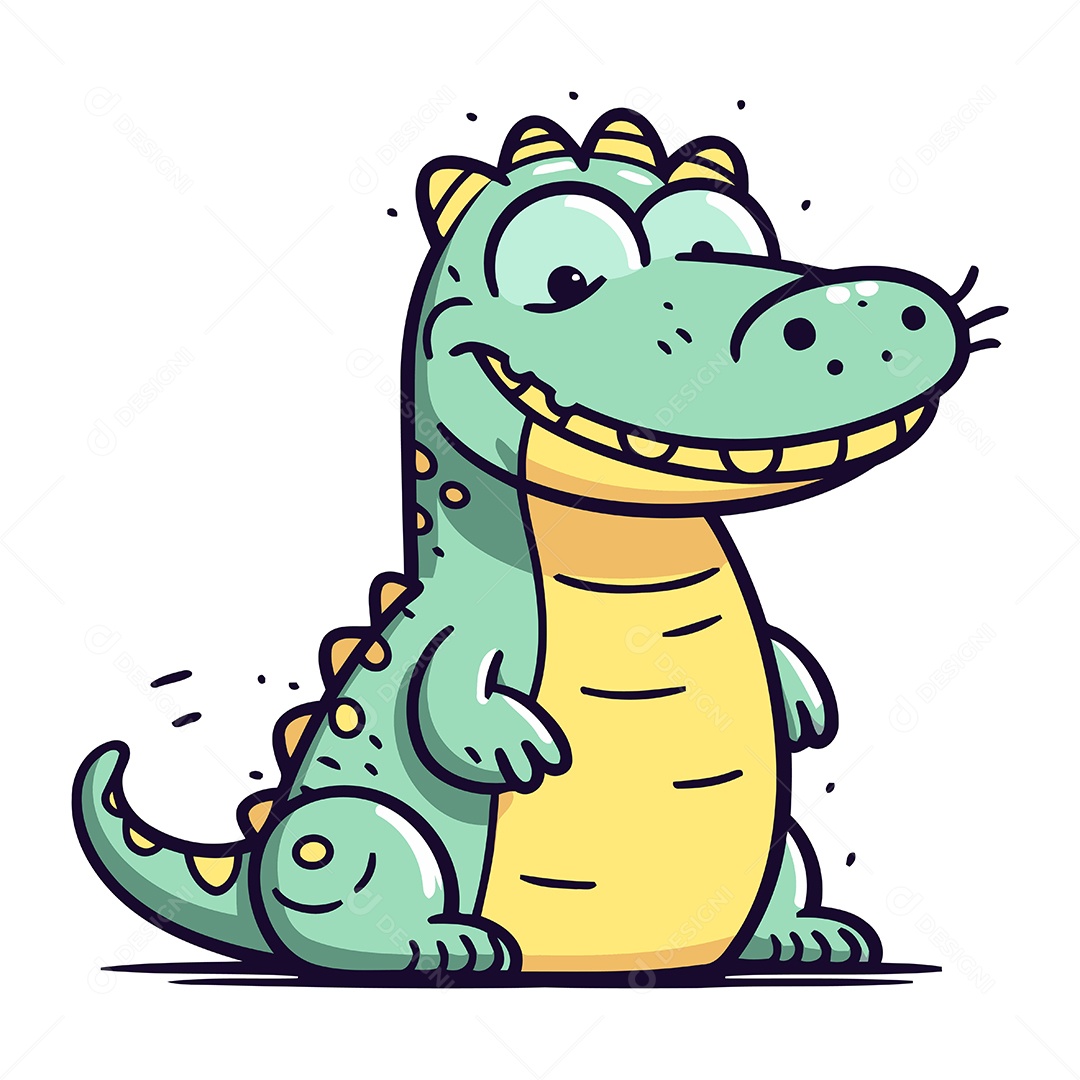 Crocodilo Bonito de Desenho Animado Ilustração Vetor EPS
