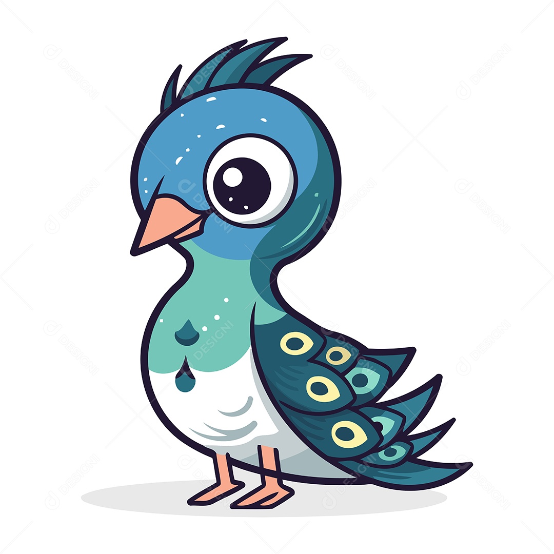 Pombo Fofo de Desenho Animado Ilustração Vetor EPS