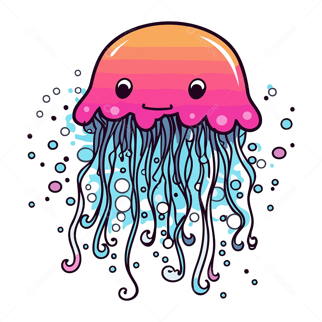 Água Viva de Desenho Animado Ilustração Vetor EPS