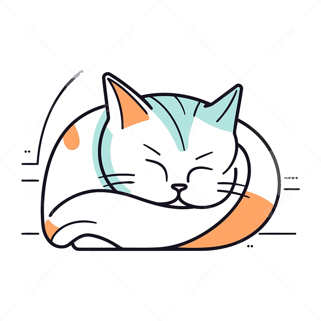 Gato Fofo de Desenho Animado Ilustração Vetor EPS