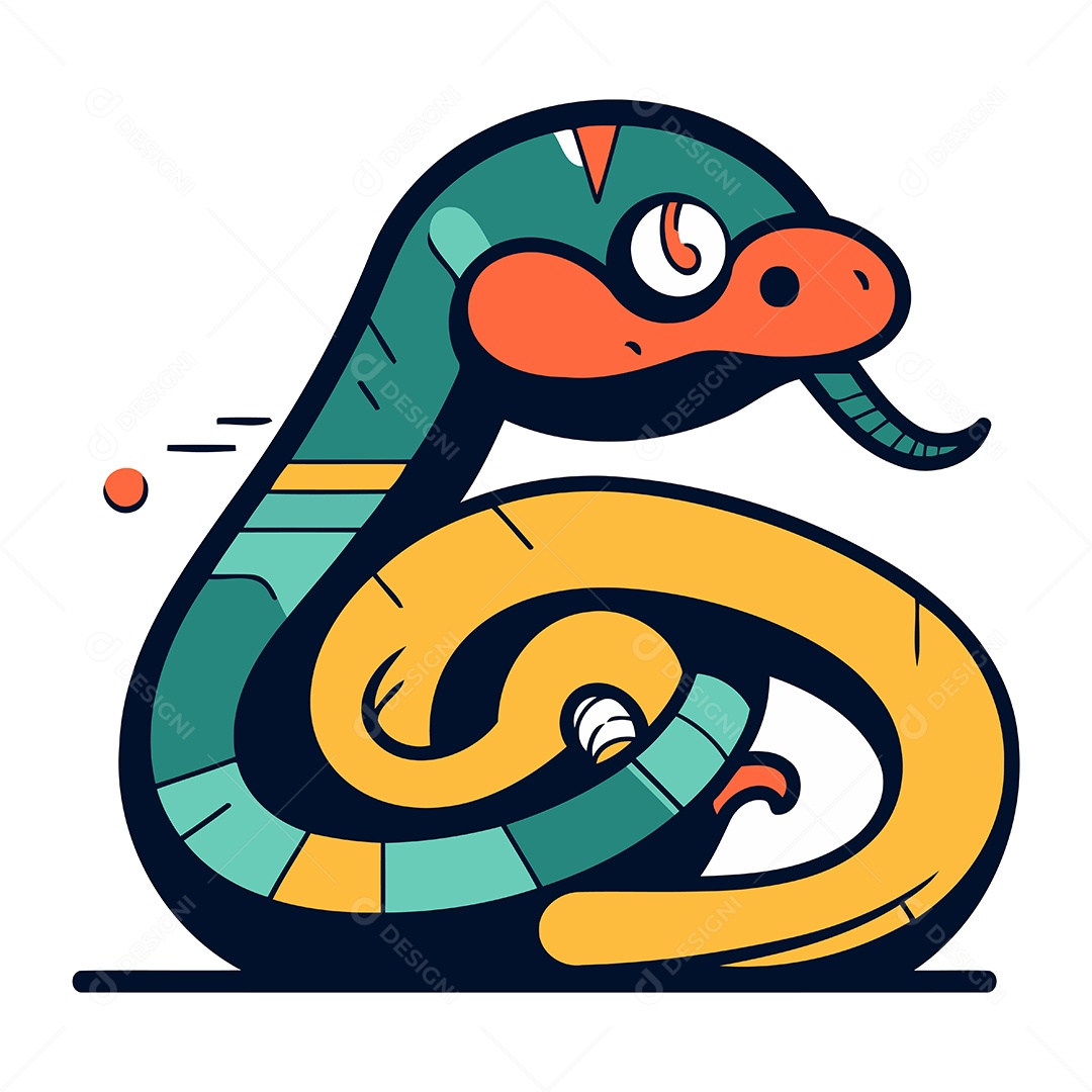 Cobra de Desenho Animado Fofa Ilustração Vetor EPS