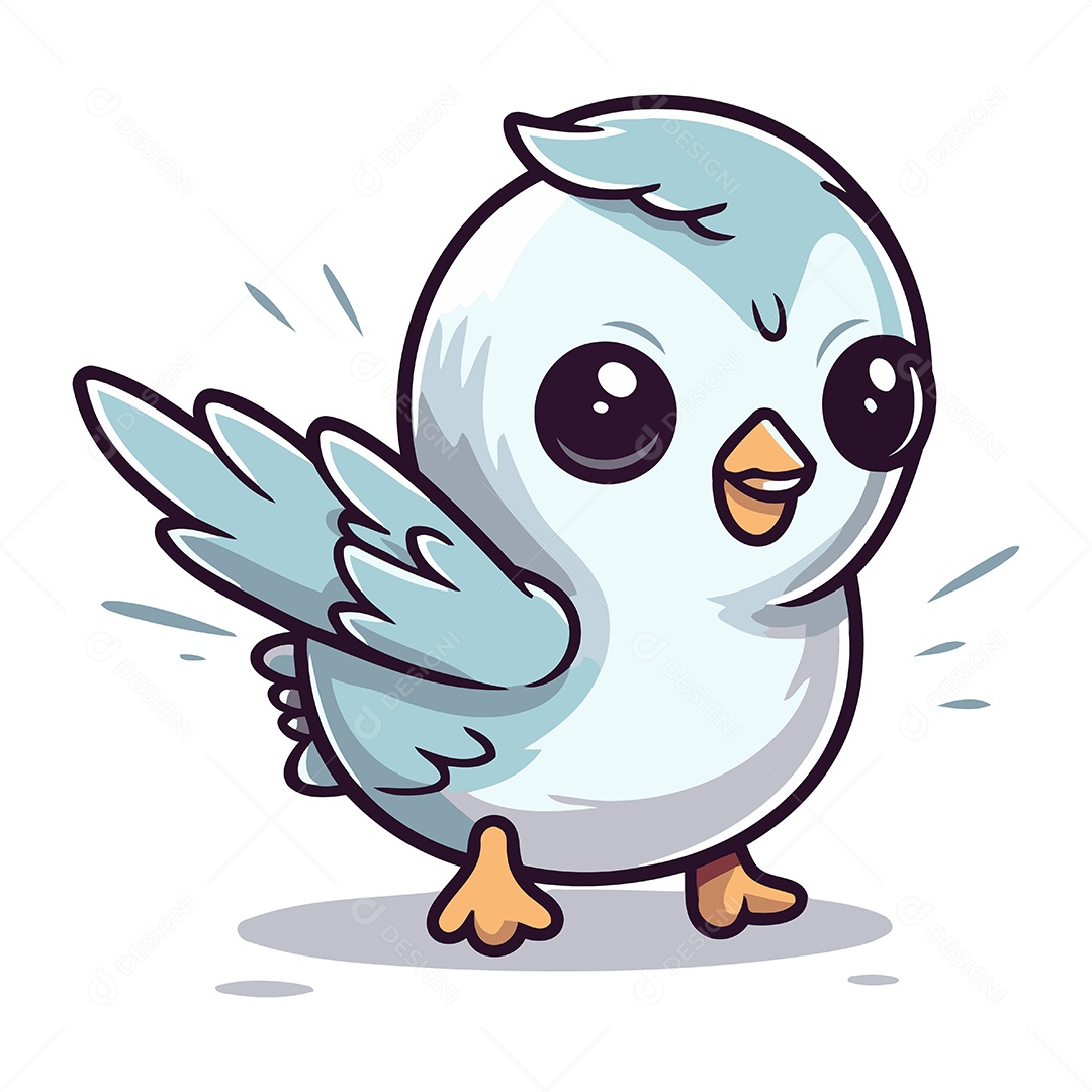 Ilustração Mascote de Desenho Animado de Passarinho Fofo Vetor EPS
