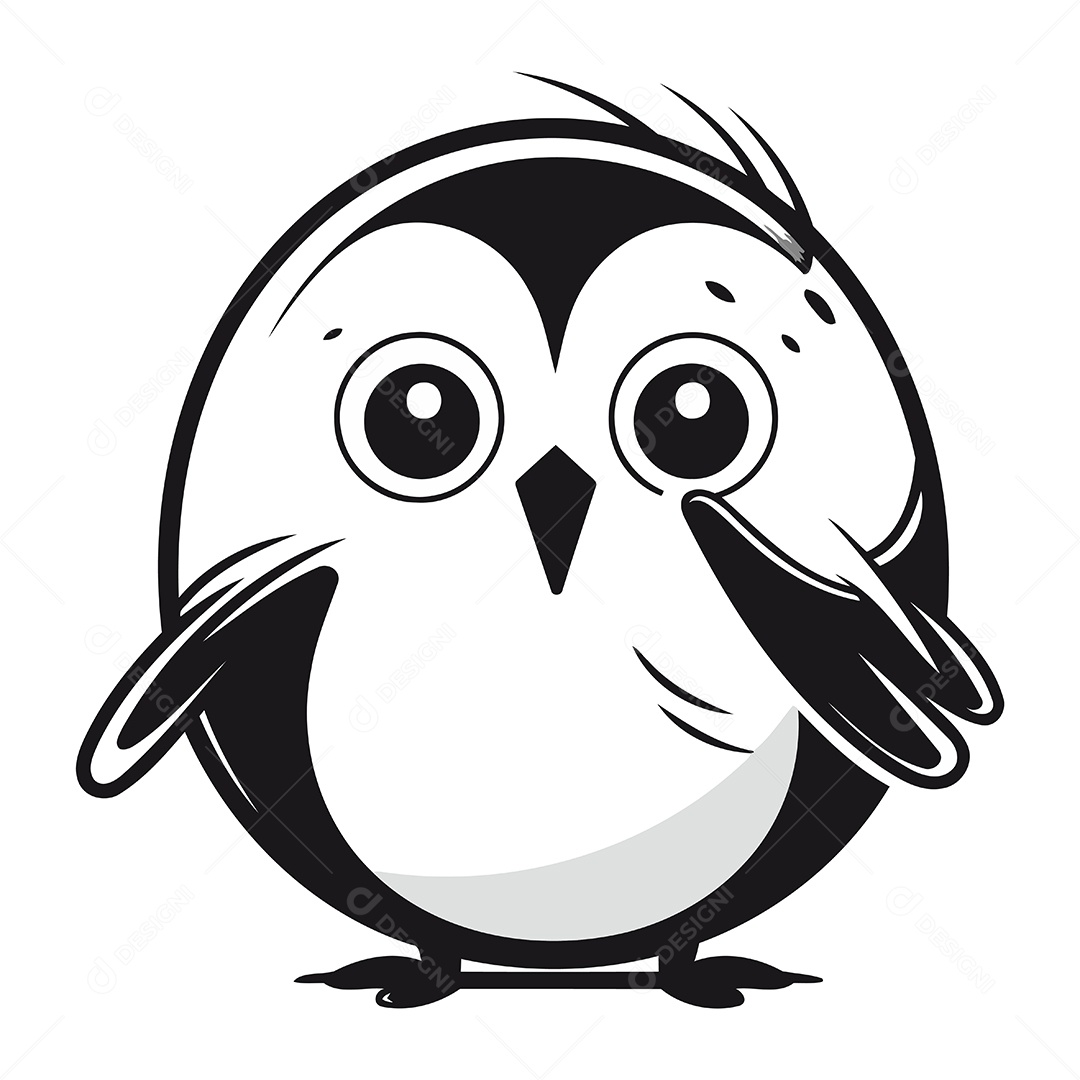 Pinguim Fofo Isolado  Ilustração Vetor EPS