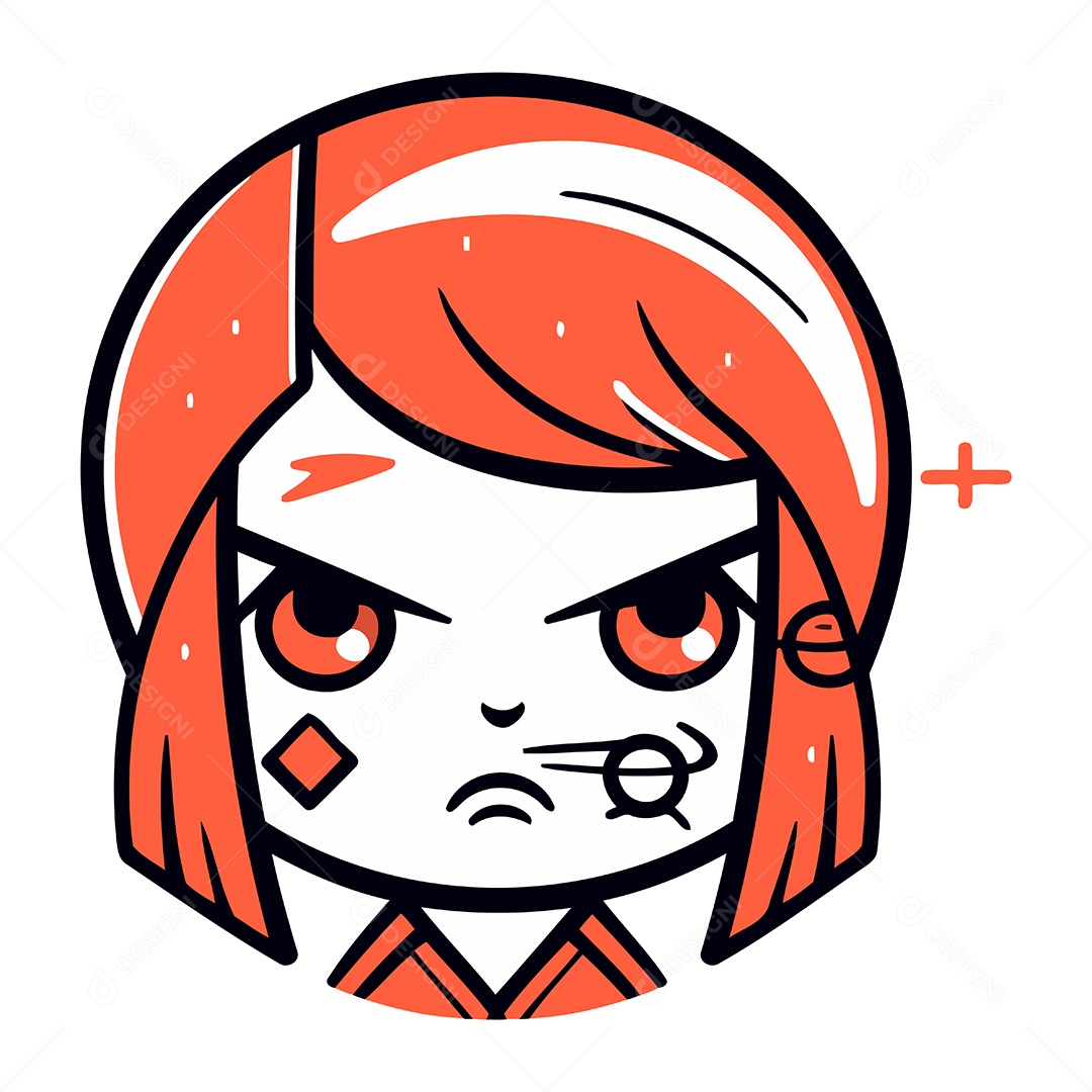 Menina Zangada Com Cabelo Vermelho Ilustração Vetor EPS