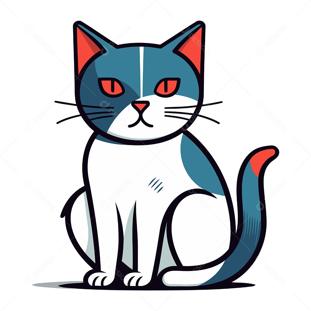 Gato de Desenho Animado Ilustração Vetor EPS