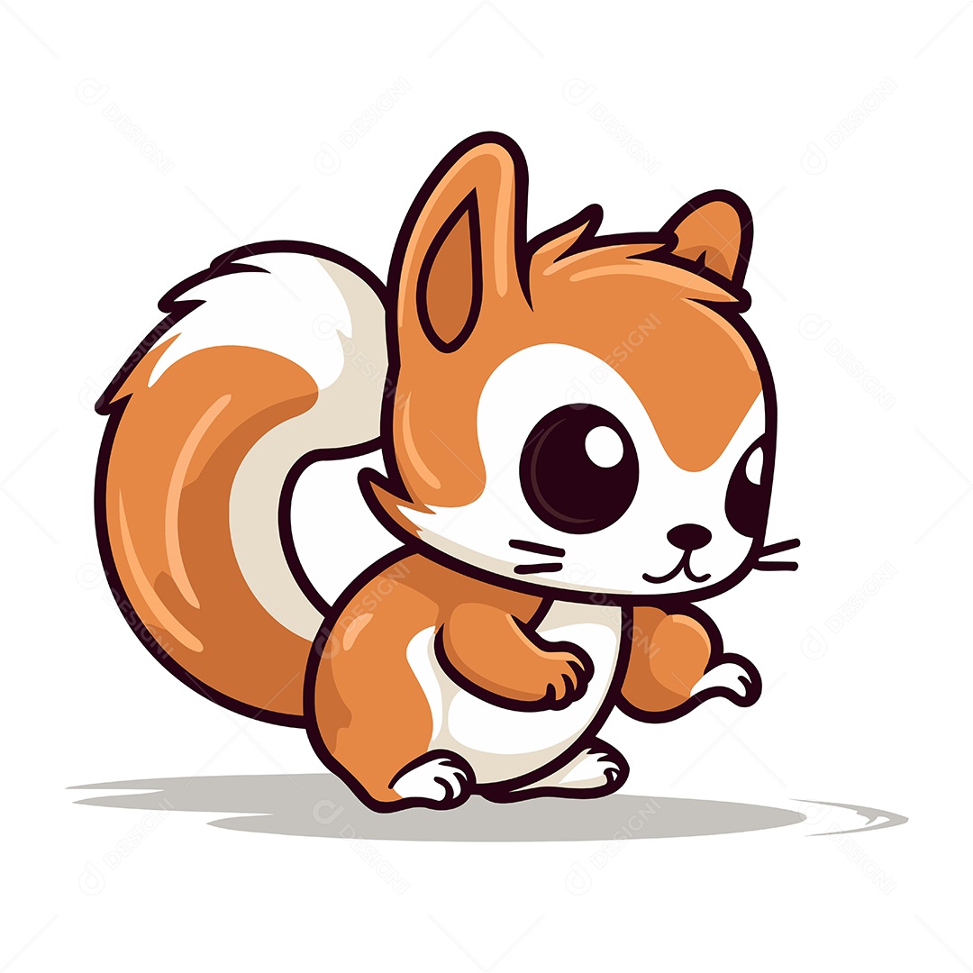 Ilustração de Desenho Animado de Esquilo fofo Vetor EPS