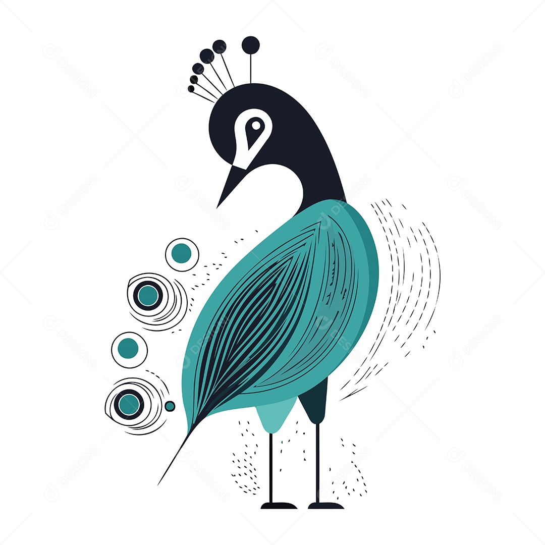 Pavão Desenho Animado Ilustração Vetor EPS