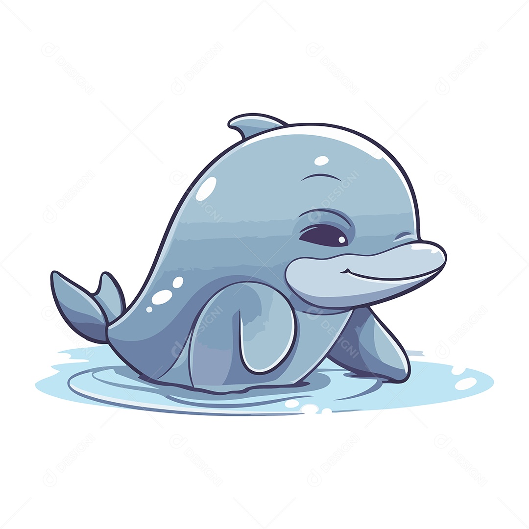 Golfinho Desenho Animado Ilustração Vetor EPS