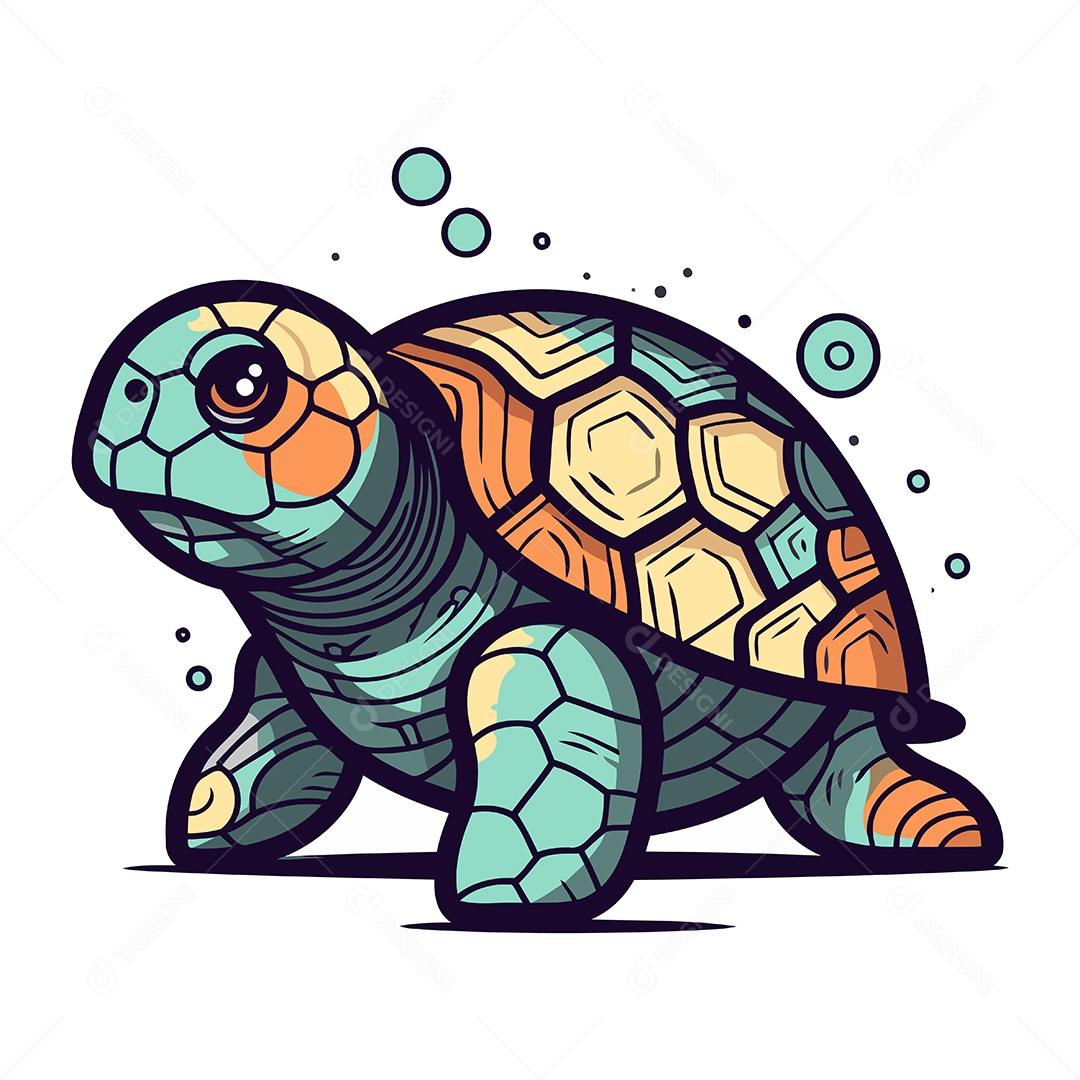 Tartaruga Desenho Animado Ilustração Vetor EPS