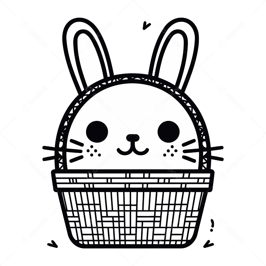 Coelho Dentro de uma Cesta Desenho Animado Ilustração Vetor EPS