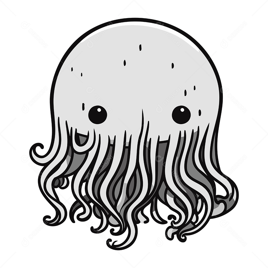 Água Viva Desenho Animado Ilustração Vetor EPS