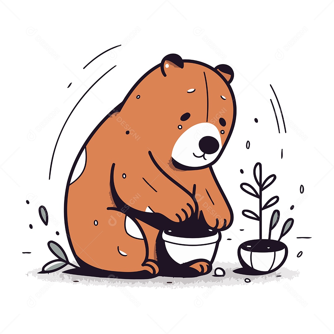 Urso Desenho Animado Ilustração Vetor EPS