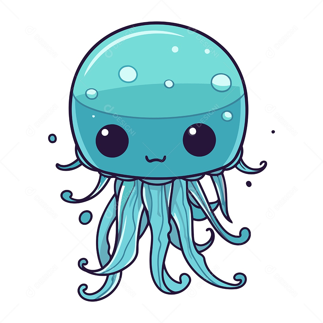 Água Viva Desenho Animado Ilustração Vetor EPS