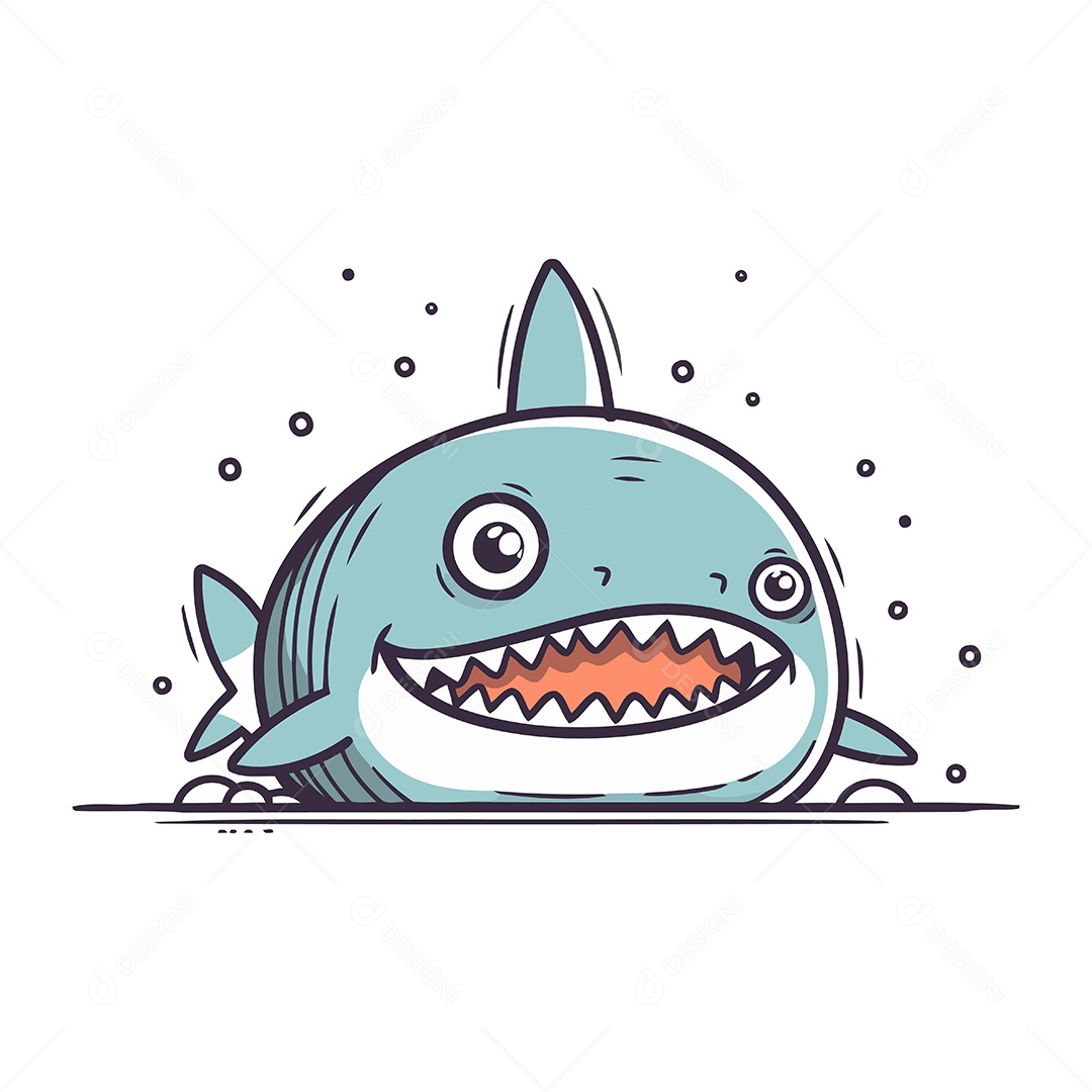 Tubarão Desenho Animado Ilustração Vetor EPS