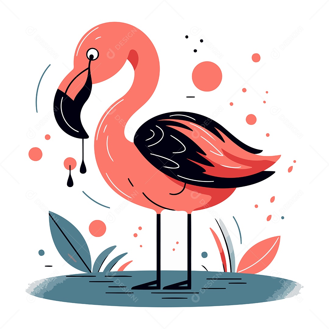 Flamingo Desenho Animado Ilustração Vetor EPS