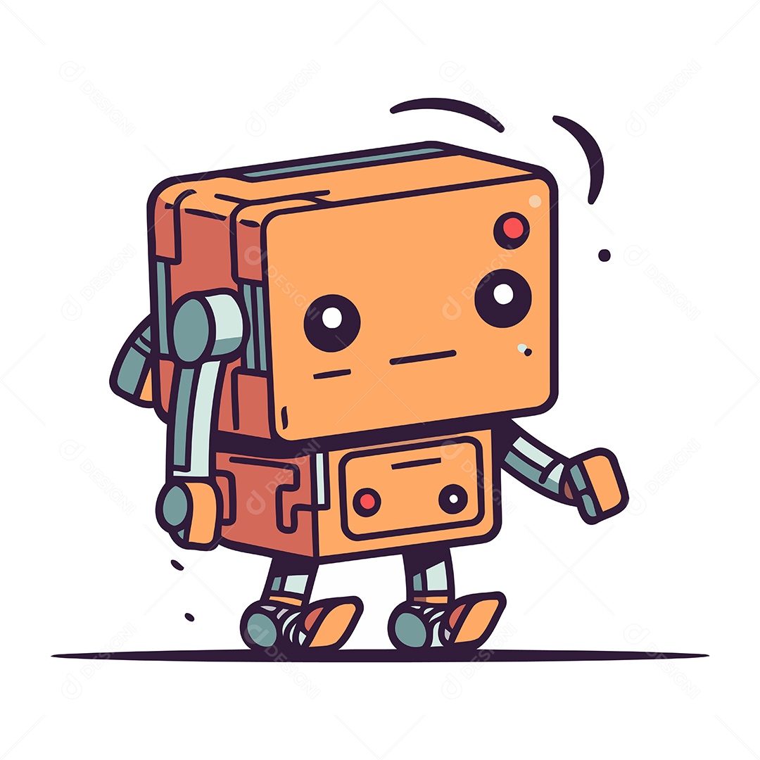 Robô Desenho Animado Ilustração Vetor EPS