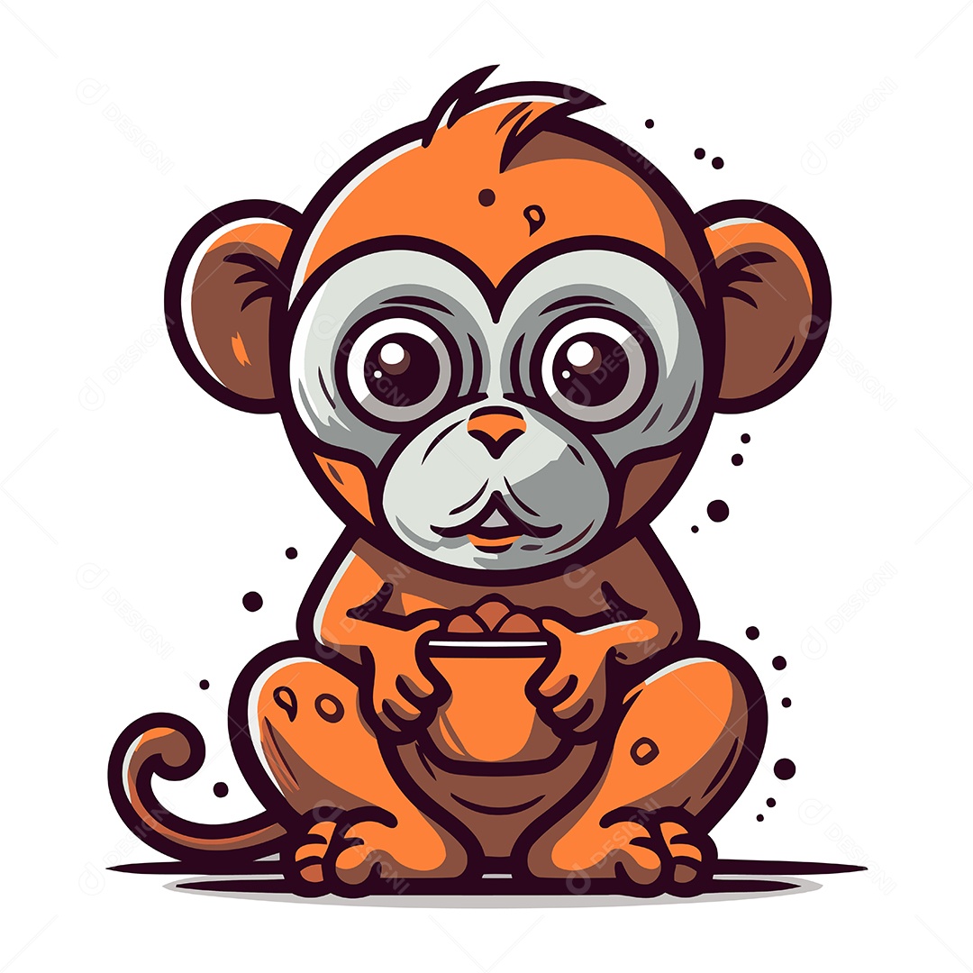 Macaco Desenho Animado Ilustração Vetor EPS