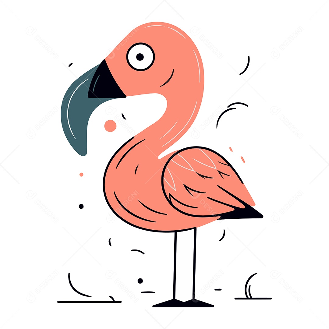 Flamingo Desenho Animado Ilustração Vetor EPS