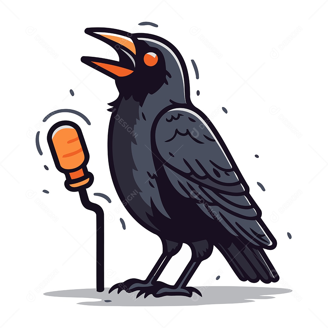 Pássaro Catando Desenho Animado Ilustração Vetor EPS