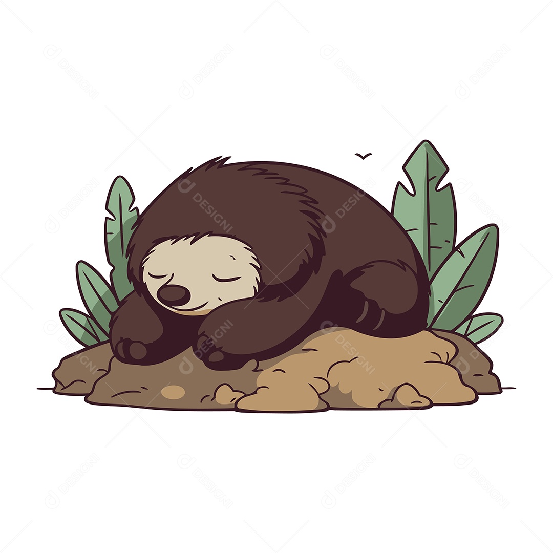 Bicho Preguiça Desenho Animado Ilustração Vetor EPS