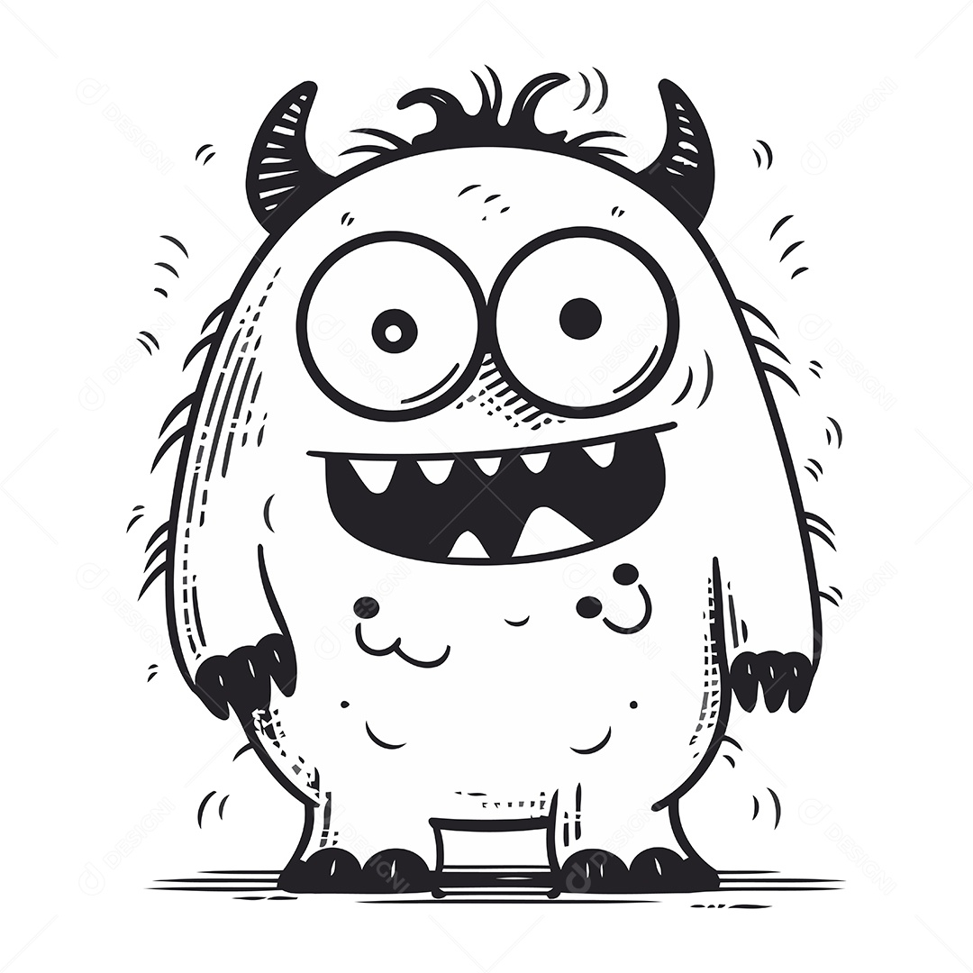 Monstro Desenho Animado Ilustração Vetor EPS
