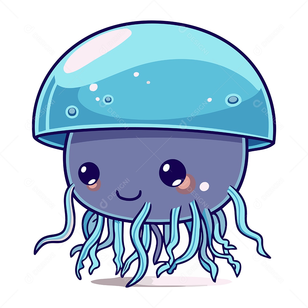 Água Viva Desenho Animado Ilustração Vetor EPS