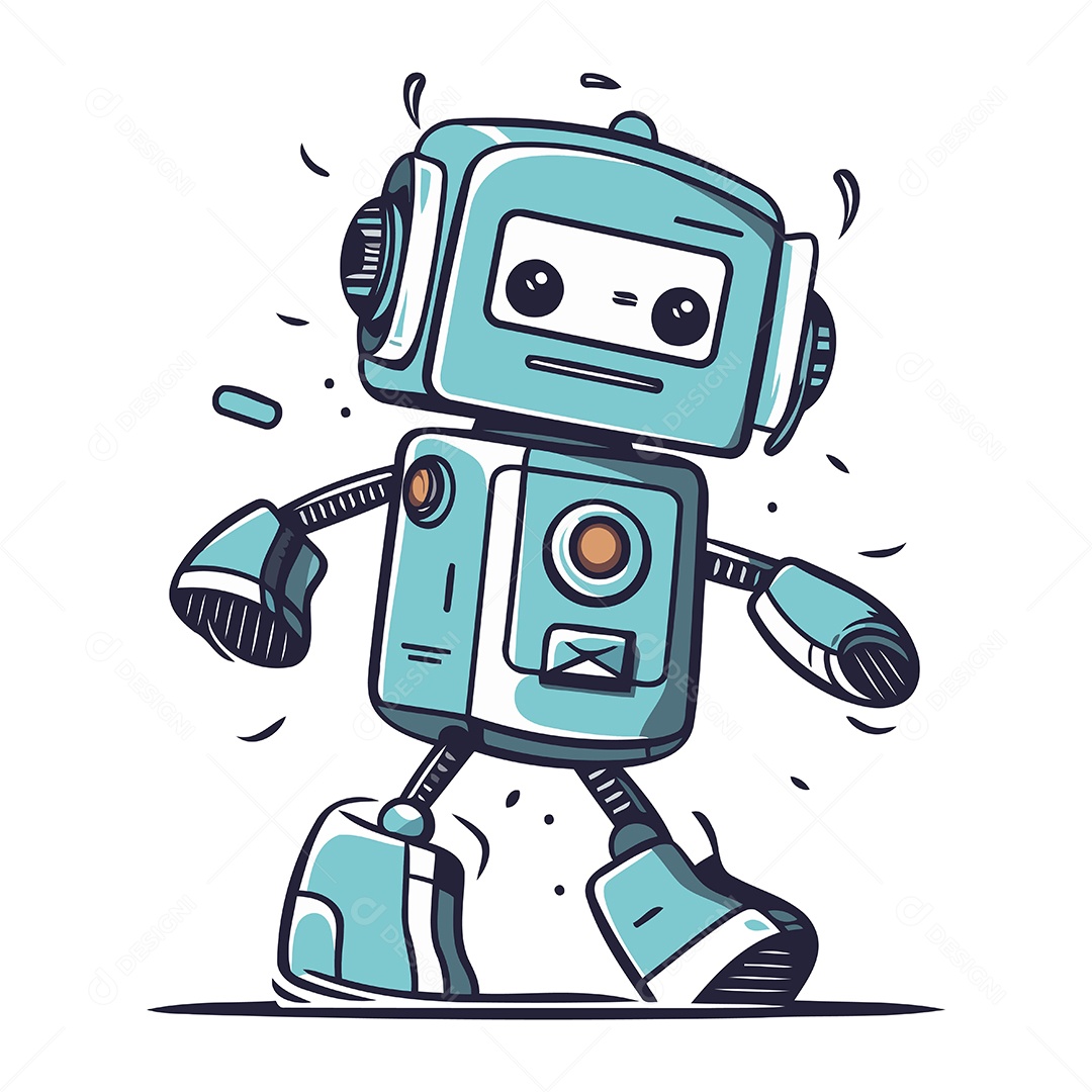 Robô Desenho Animado Ilustração Vetor EPS