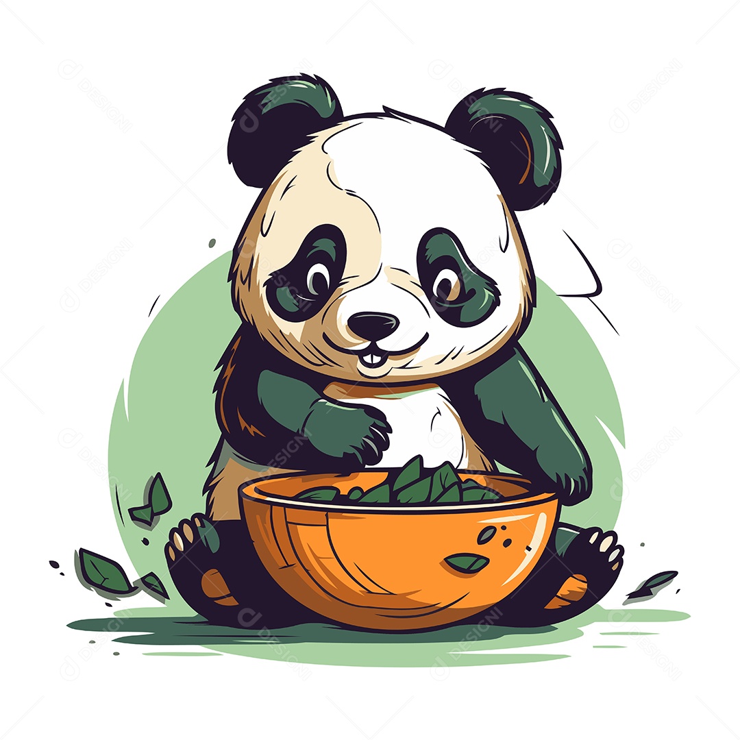 Urso Panda Desenho Animado Ilustração Vetor EPS