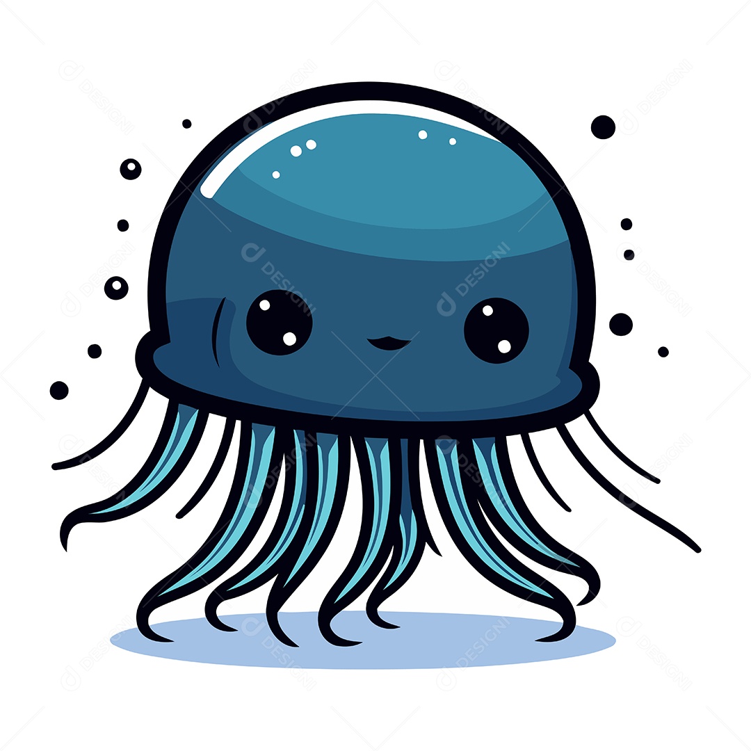 Água Viva Desenho Animado Ilustração Vetor EPS