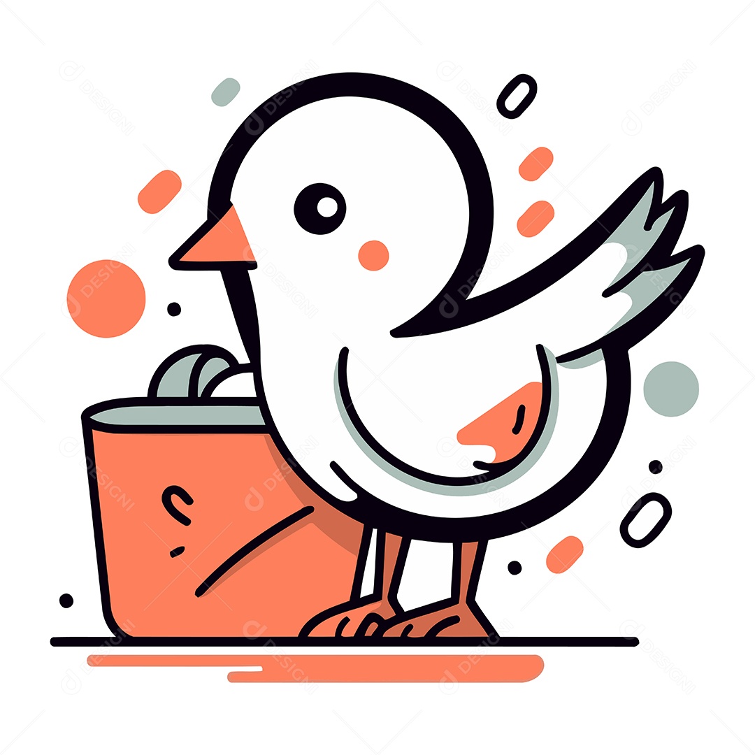 Pássaro Desenho Animado Ilustração Vetor EPS