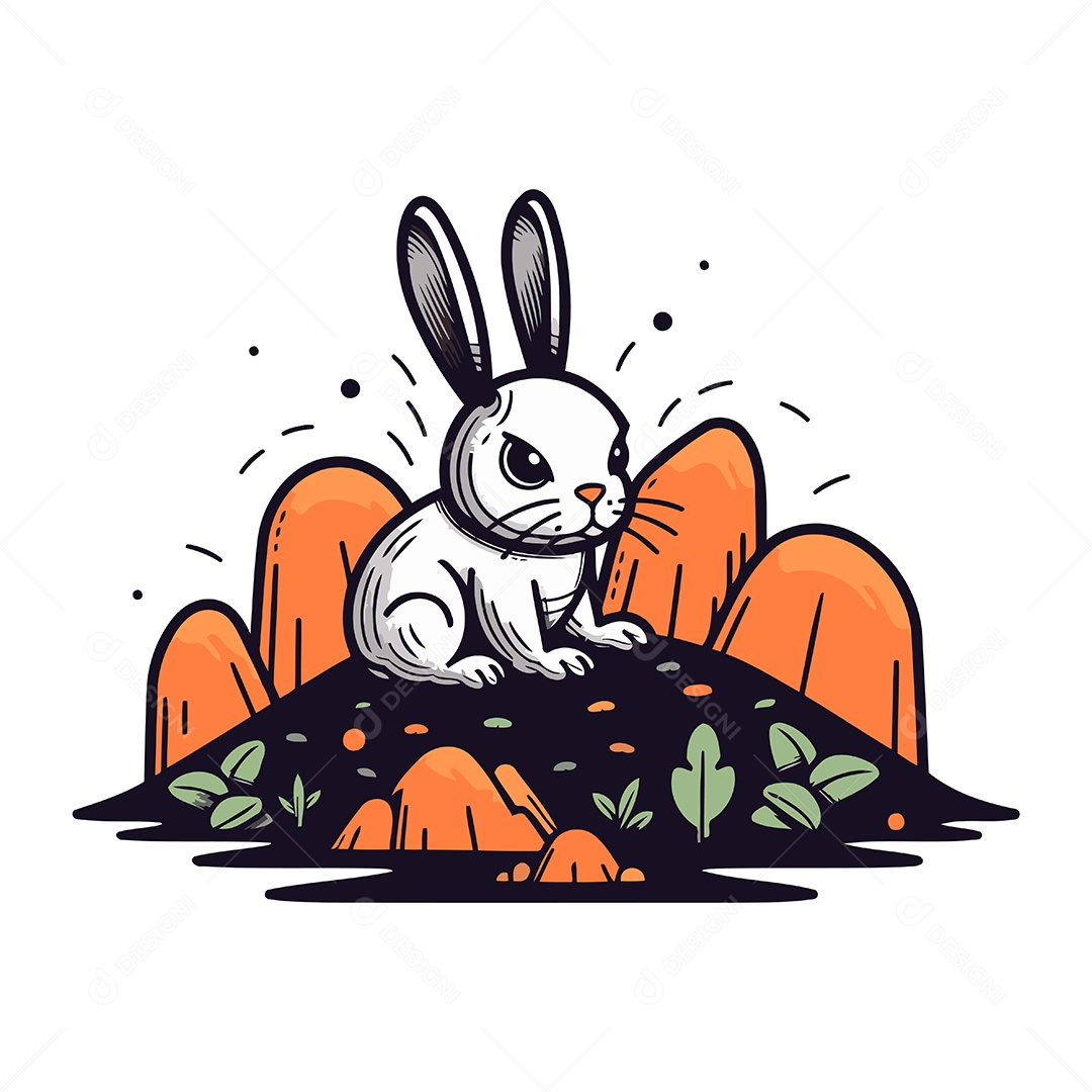 Coelho Desenho Animado Ilustração Vetor EPS