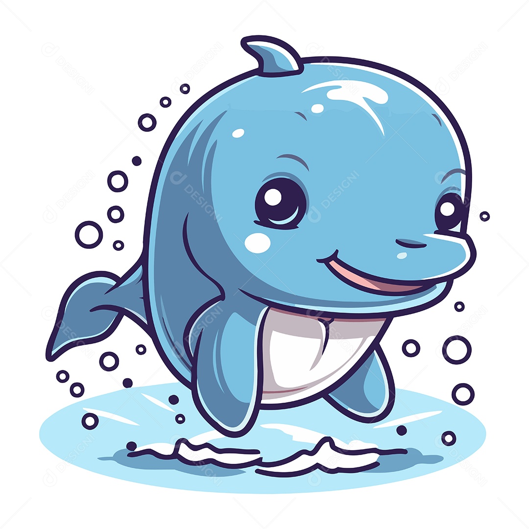 Golfinho Desenho Animado Ilustração Vetor EPS
