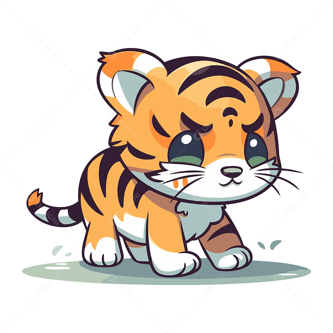 Tigre Desenho Animado Ilustração Vetor EPS