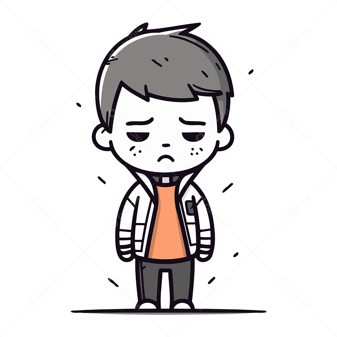 Garoto Triste Desenho Animado Ilustração Vetor EPS