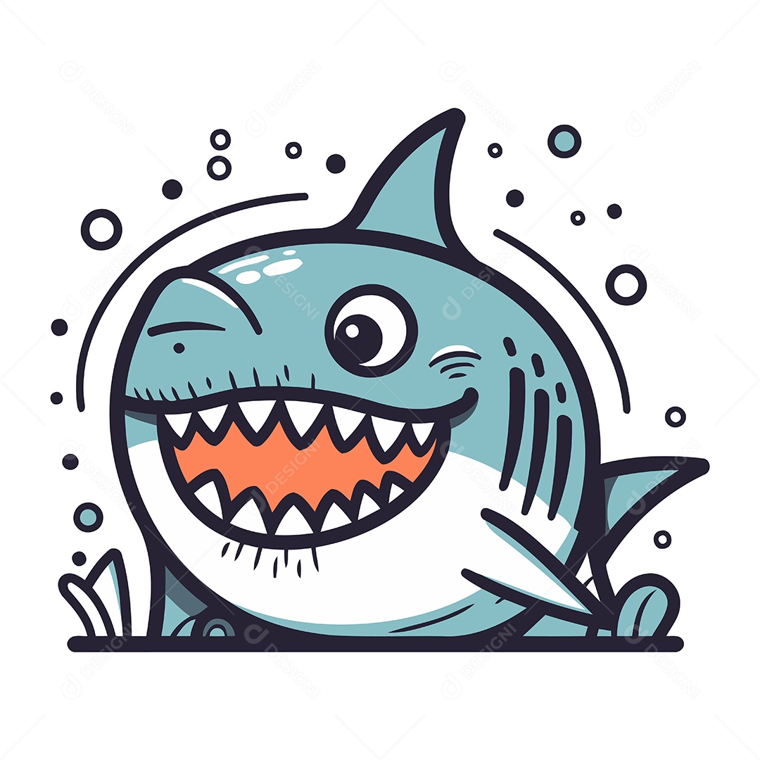 Tubarão Desenho Animado Ilustração Vetor EPS