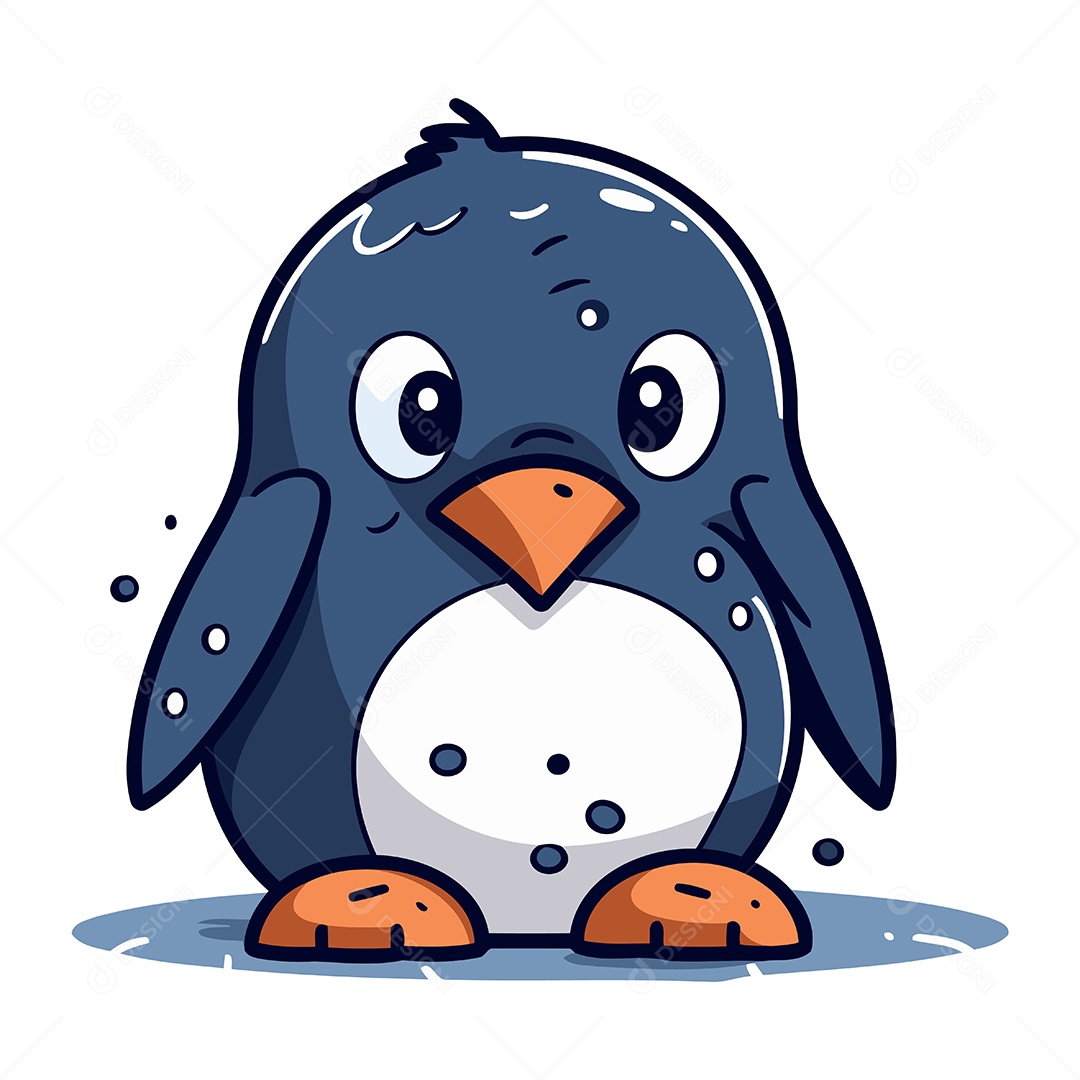 Pinguim de Desenho Animado Ilustração Vetor EPS